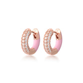 Small Double-Sided Silver Joy Hoop, Rose Gold Plating, Natural White Topaz + Give Fun Gift